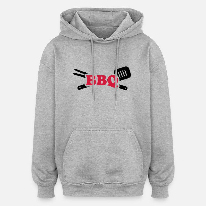 BBQ - Sweat à capuche oversize unisexe - gris chiné