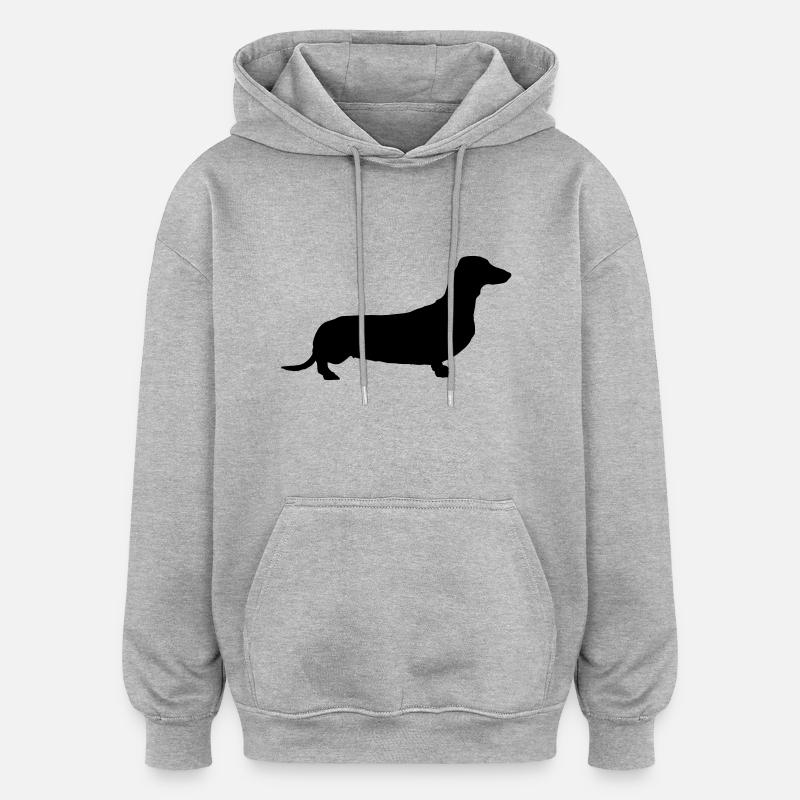 weiner dog - Sweat à capuche oversize unisexe - gris chiné
