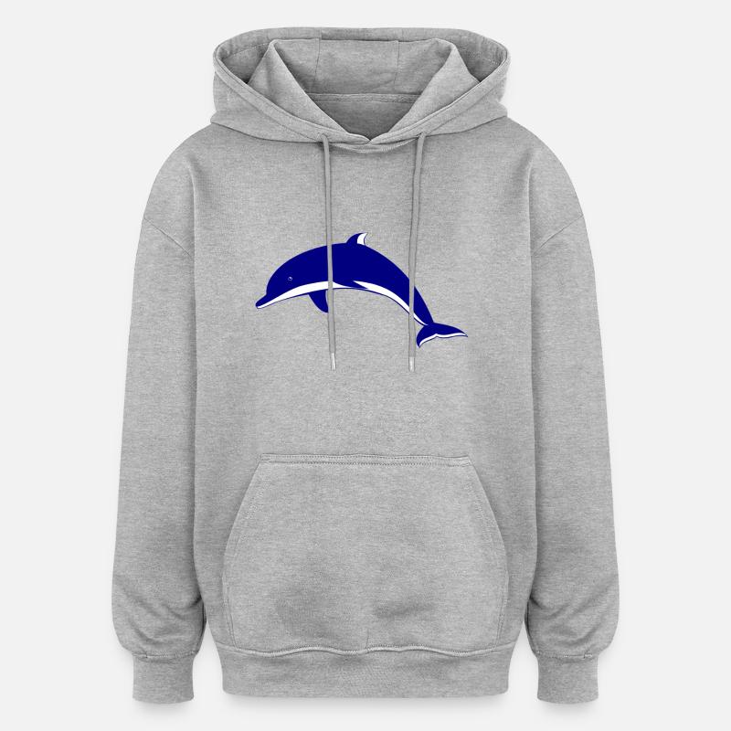 dauphin - Sweat à capuche oversize unisexe - gris chiné