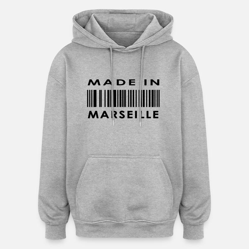 Marseille - Sweat à capuche oversize unisexe - gris chiné