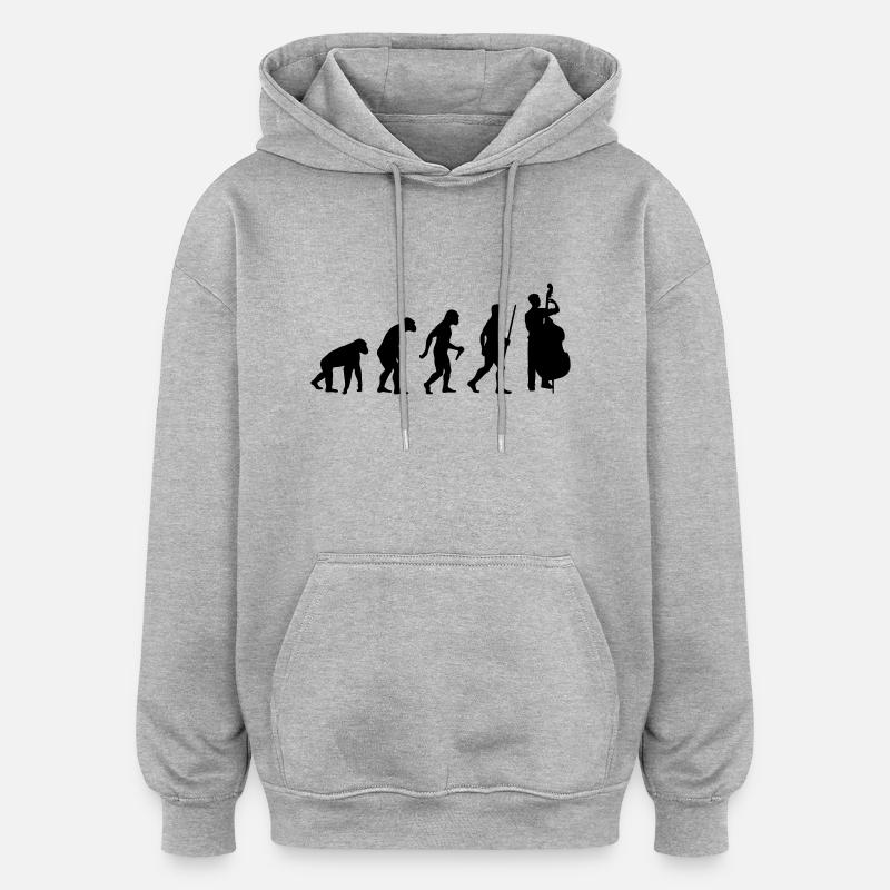 Évolution de la contrebasse - Sweat à capuche oversize unisexe - gris chiné