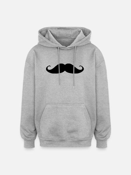 Handlebar mustache - Oversized Unisex Hoodie - heather grey