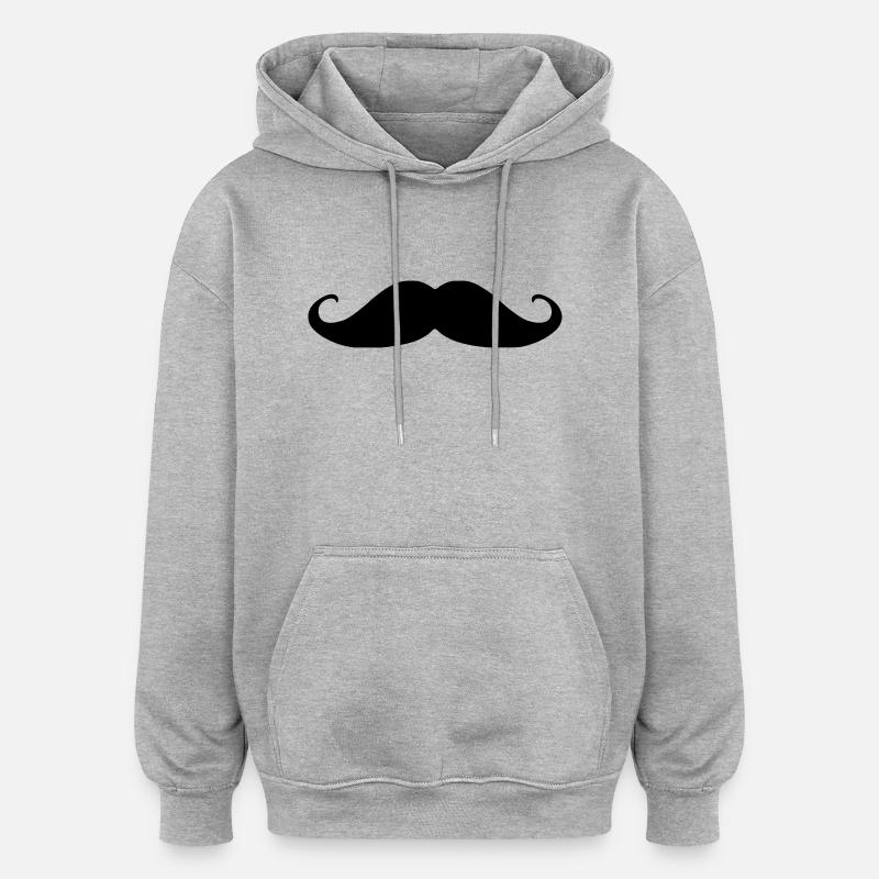 Moustache - Sweat à capuche oversize unisexe - gris chiné