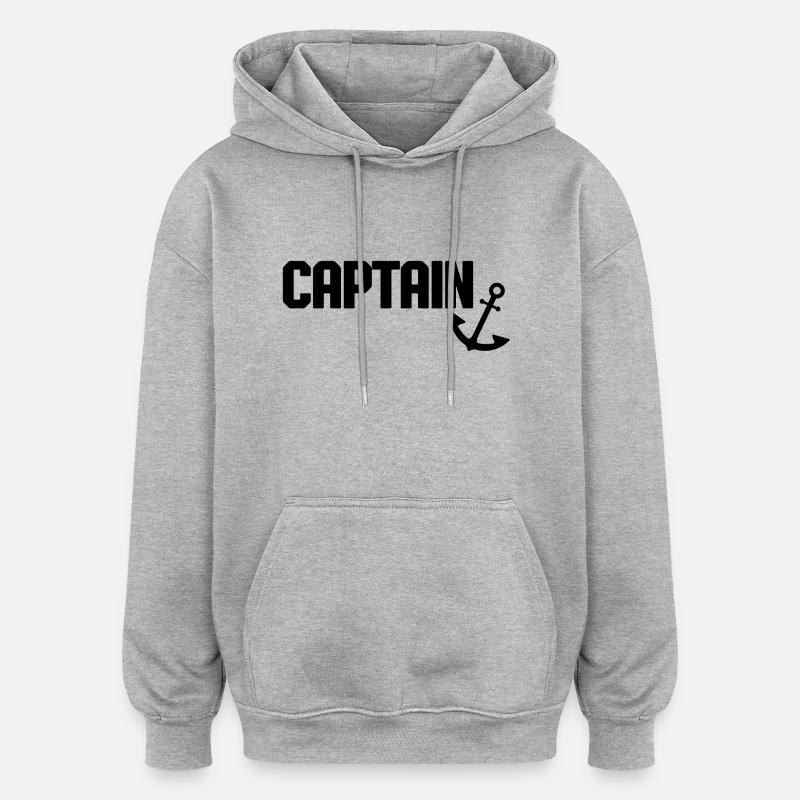 Capitaine Anker - Sweat à capuche oversize unisexe - gris chiné