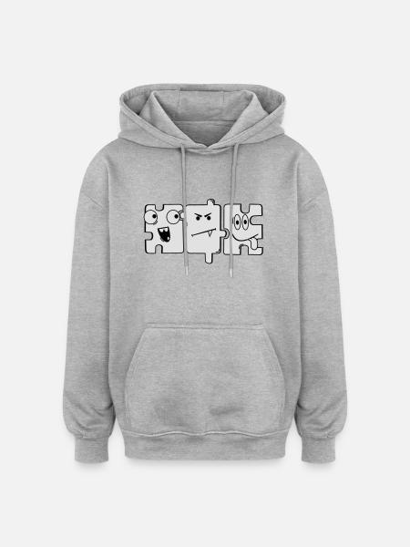 Monster Puzzle - Oversized Unisex Hoodie - Grau meliert