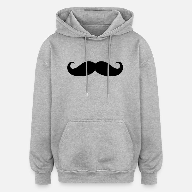 Moustache 1 - Oversized Unisex Hoodie - Grau meliert