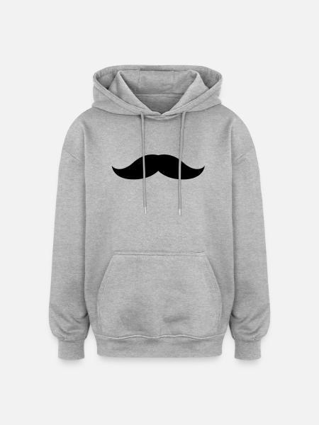 Moustache 4 - Sweat à capuche oversize unisexe - gris chiné