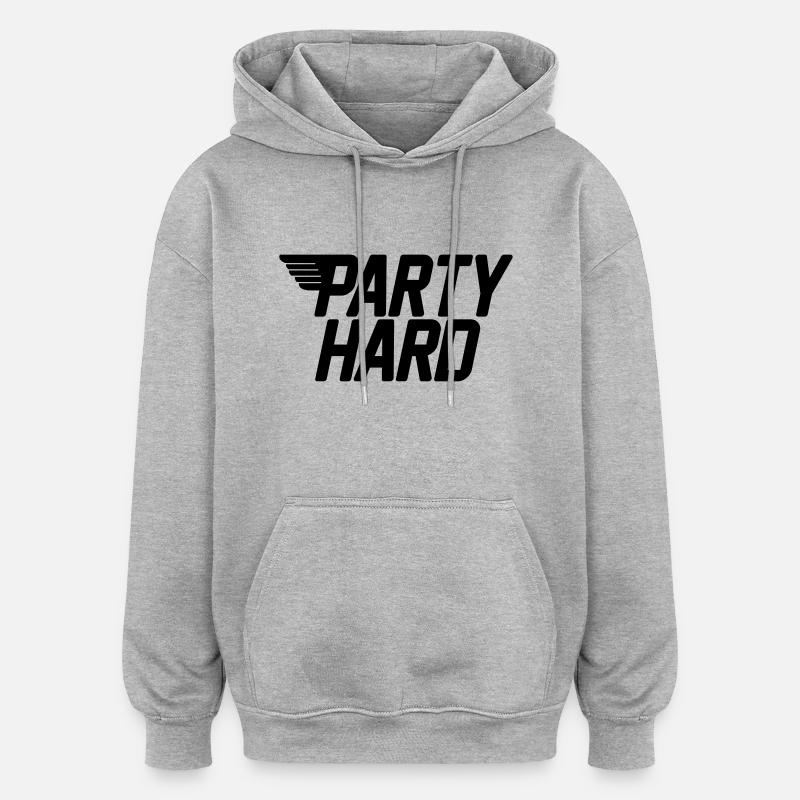 party hard - Sweat à capuche oversize unisexe - gris chiné