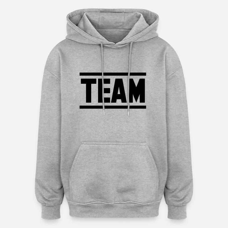 team - Sweat à capuche oversize unisexe - gris chiné