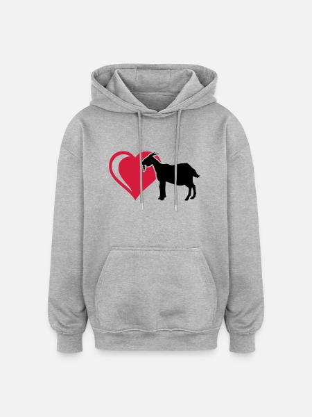 Ziege Herz - Oversized Unisex Hoodie - Grau meliert
