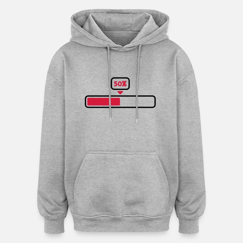 50 % - Sweat à capuche oversize unisexe - gris chiné