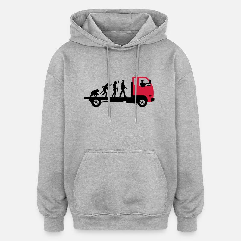 evolution_of_man_trucker_112013_a_2c - Sweat à capuche oversize unisexe - gris chiné