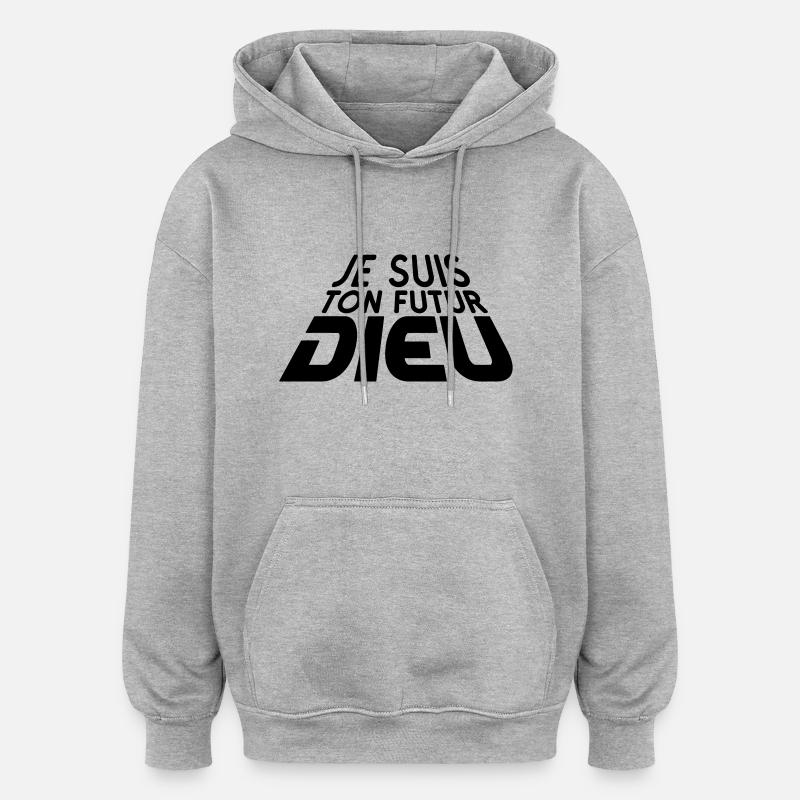 Futur Dieu 3D (1c) - Sweat à capuche oversize unisexe - gris chiné