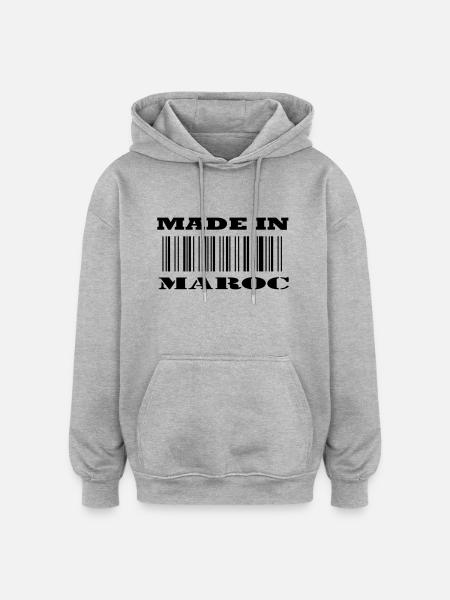 Made in MAROC - Oversized Unisex Hoodie - Grau meliert