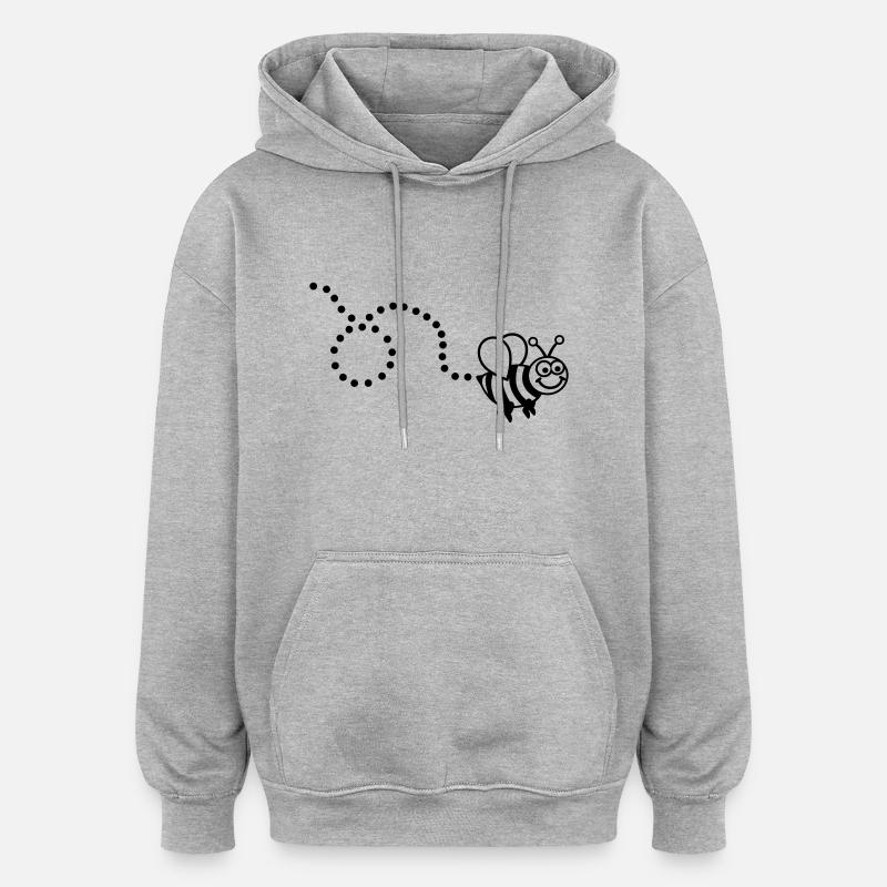 Abeille - Sweat à capuche oversize unisexe - gris chiné