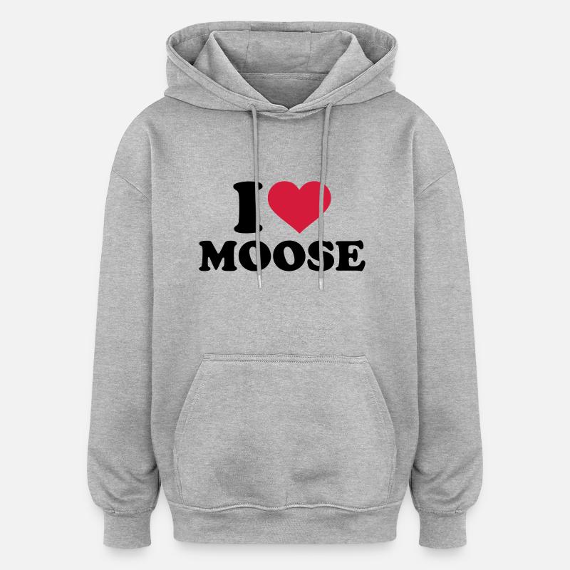 Elch - Oversized Unisex Hoodie - Grau meliert