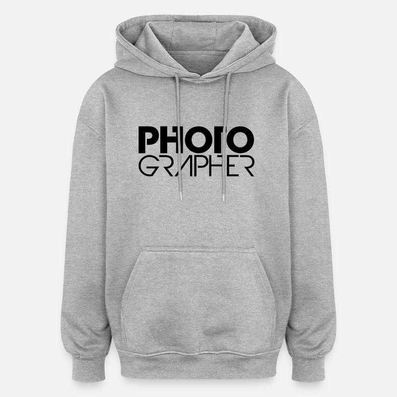 Photographe cool logo - Sweat à capuche oversize unisexe - gris chiné