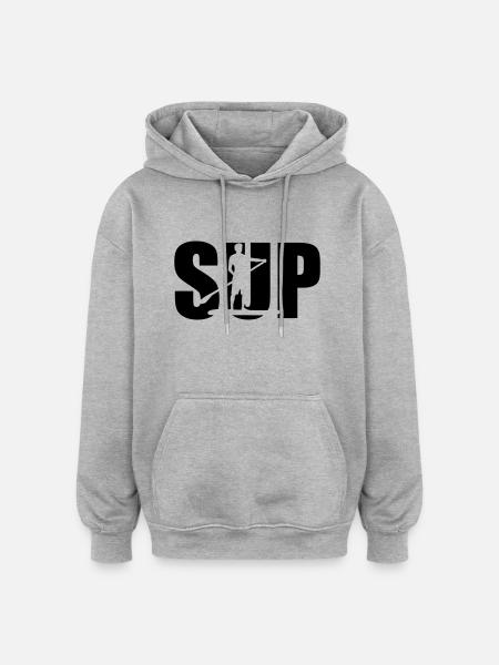 SUP - Sweat à capuche oversize unisexe - gris chiné
