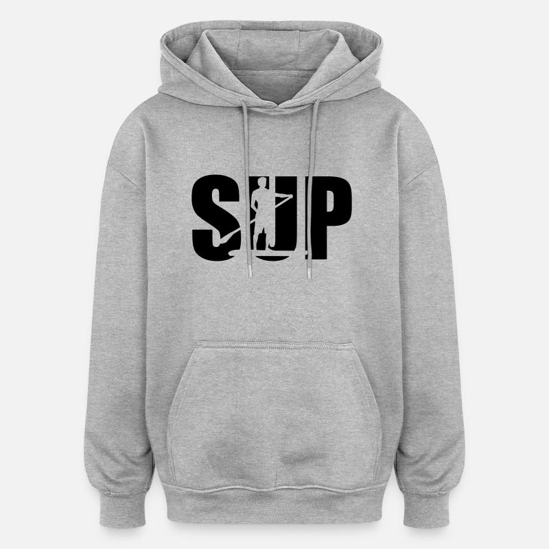 SUP - Sweat à capuche oversize unisexe - gris chiné