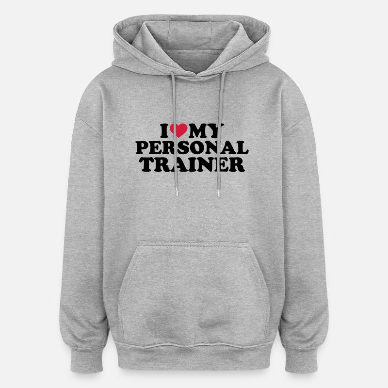 Personal trainer - Sweat à capuche oversize unisexe - gris chiné