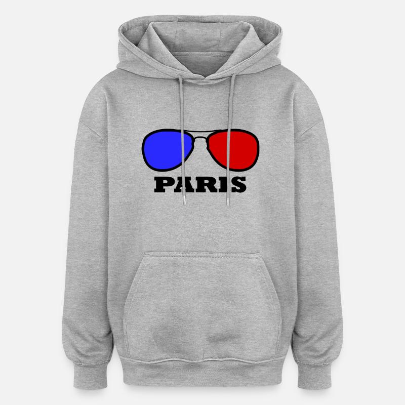 Paris - Sweat à capuche oversize unisexe - gris chiné