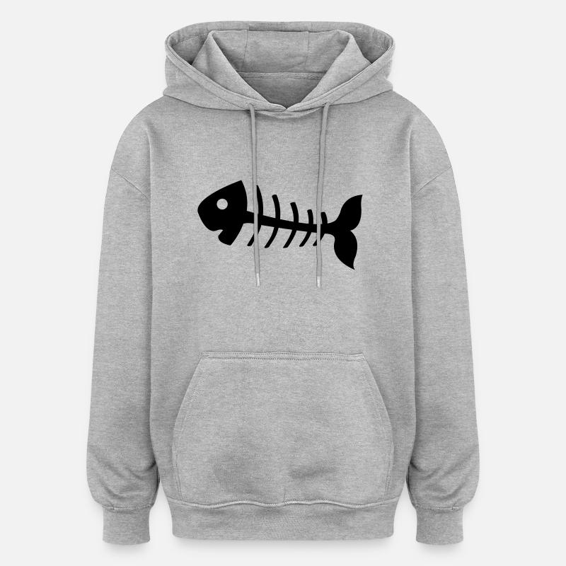 fischgraete - Sweat à capuche oversize unisexe - gris chiné