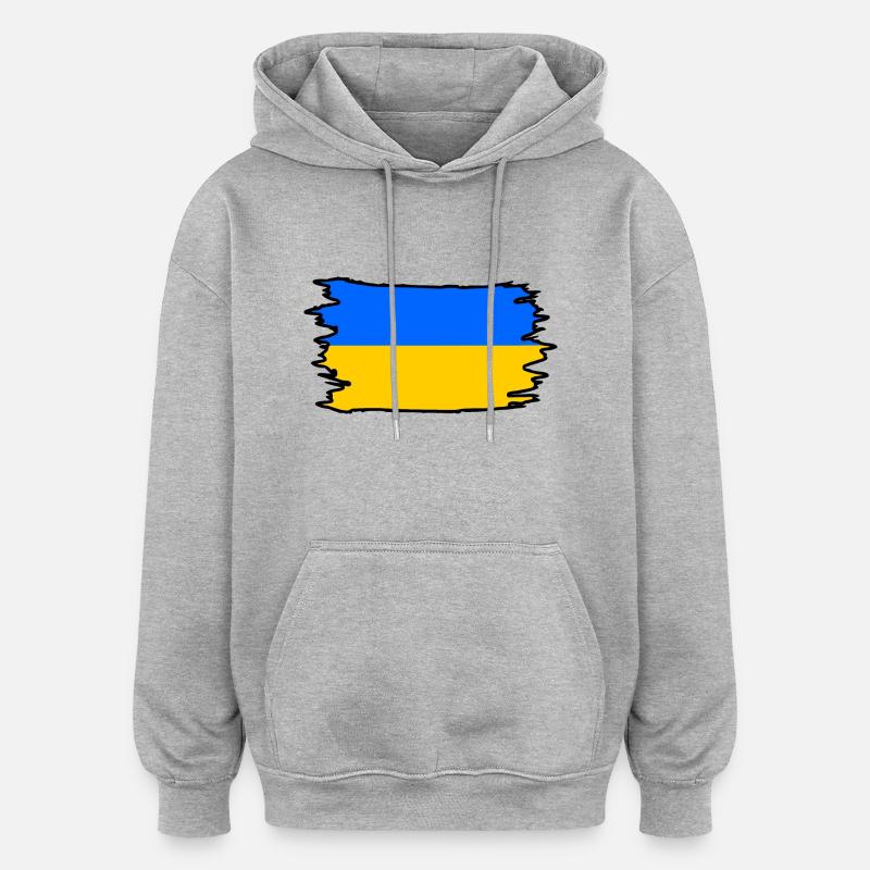 Ukraine - Sweat à capuche oversize unisexe - gris chiné