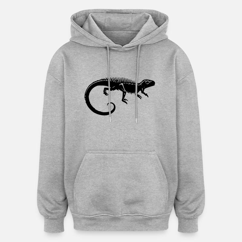 Fossile dinosaure - Sweat à capuche oversize unisexe - gris chiné