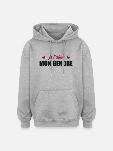 Je t'aime mon gendre - Sweat à capuche oversize unisexe - gris chiné