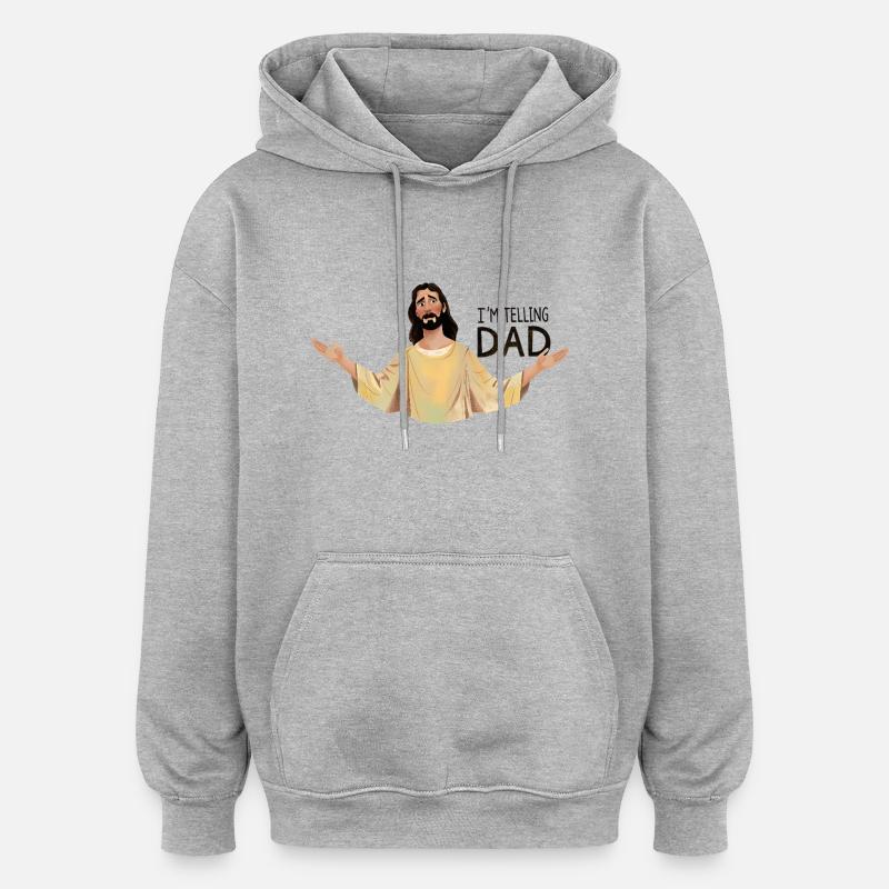 Ich erzähle es Papa - Oversized Unisex Hoodie - Grau meliert