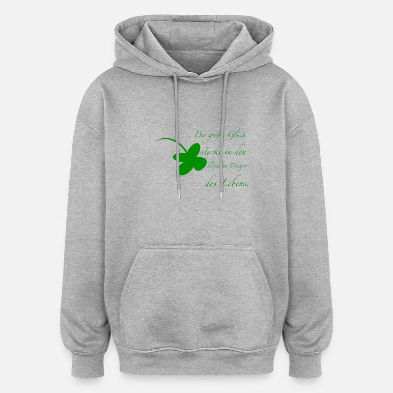 Glück - Oversized Unisex Hoodie - Grau meliert