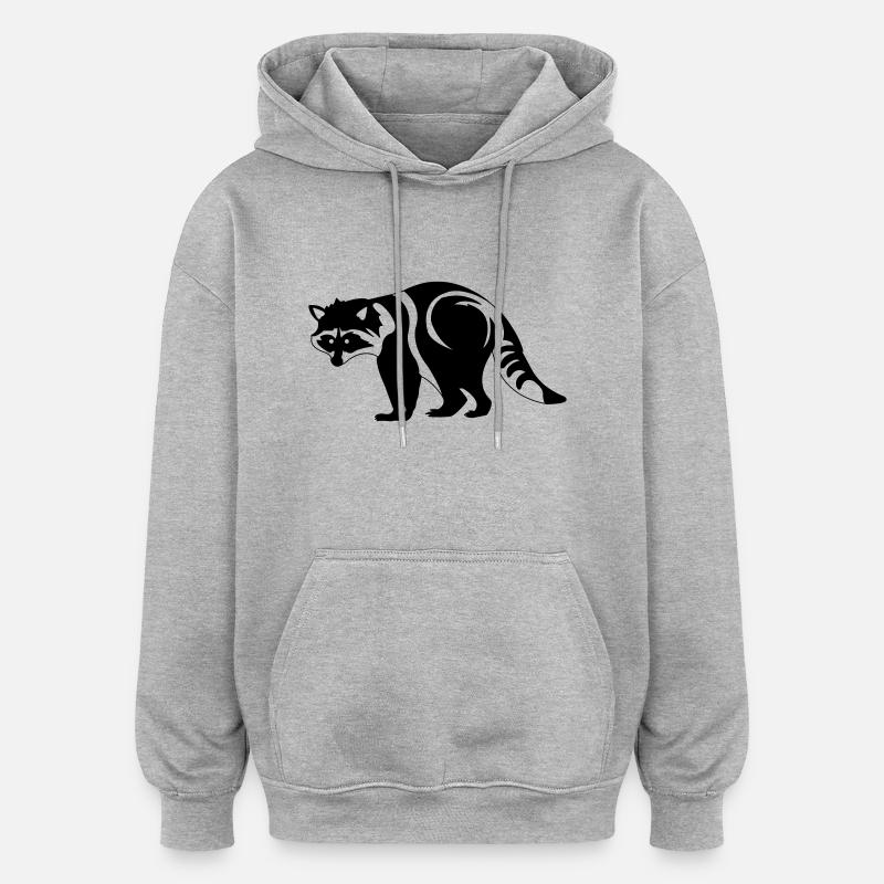 Waschbär - Oversized Unisex Hoodie - Grau meliert