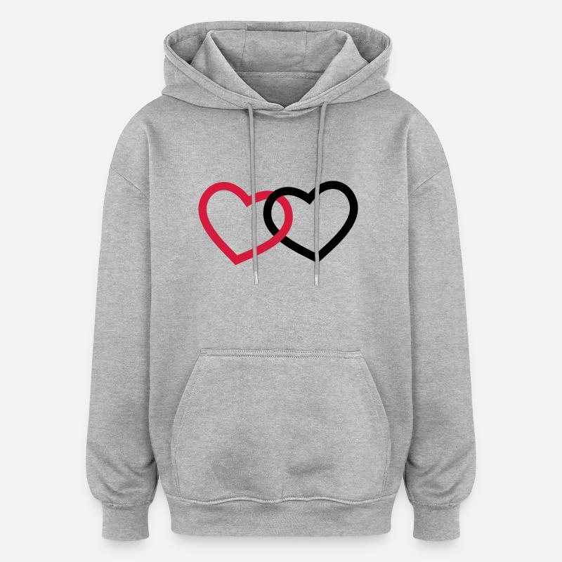 Herzen - Oversized Unisex Hoodie - Grau meliert