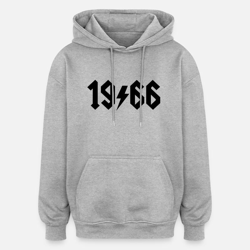 1966 - Sweat à capuche oversize unisexe - gris chiné