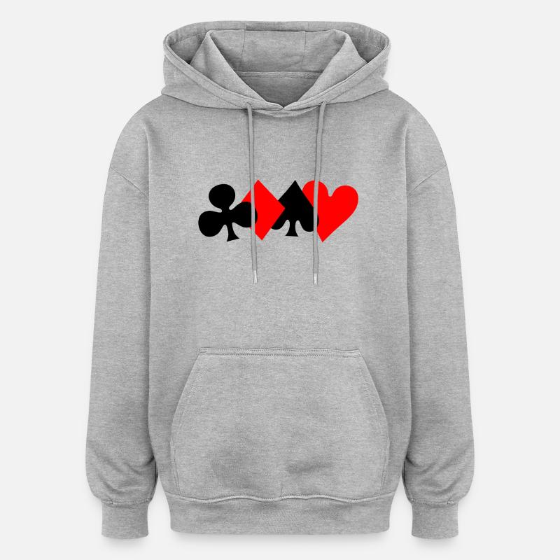 Poker - Sweat à capuche oversize unisexe - gris chiné