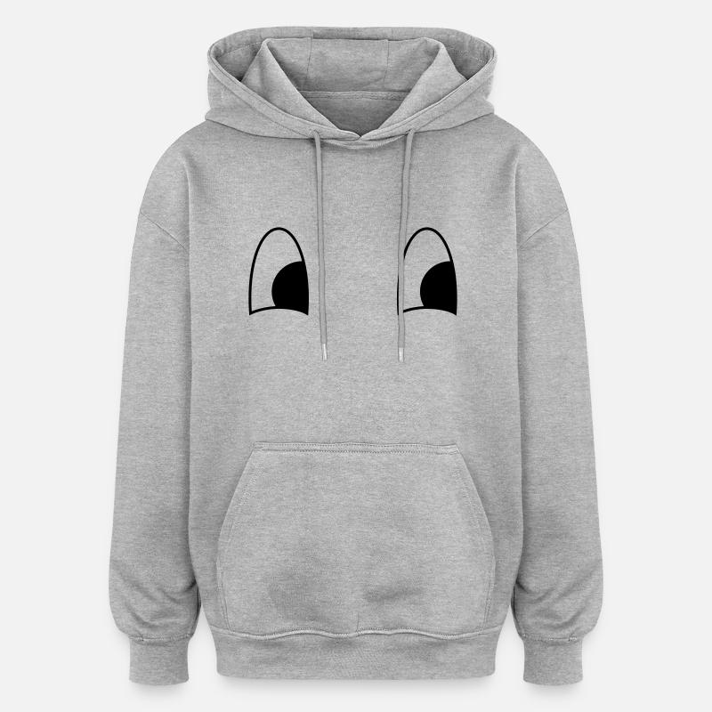 Verlegener Blick - Oversized Unisex Hoodie - Grau meliert
