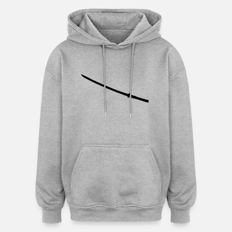 katana_sword - Sweat à capuche oversize unisexe - gris chiné