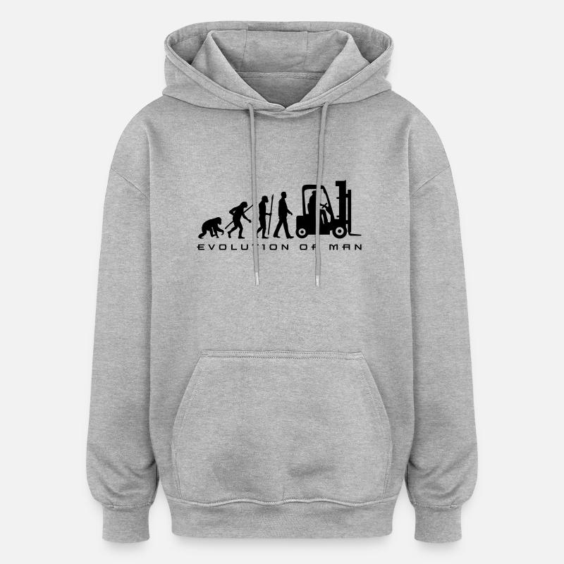 evolution_gabelstapler_122013_a_1c - Oversized Unisex Hoodie - Grau meliert