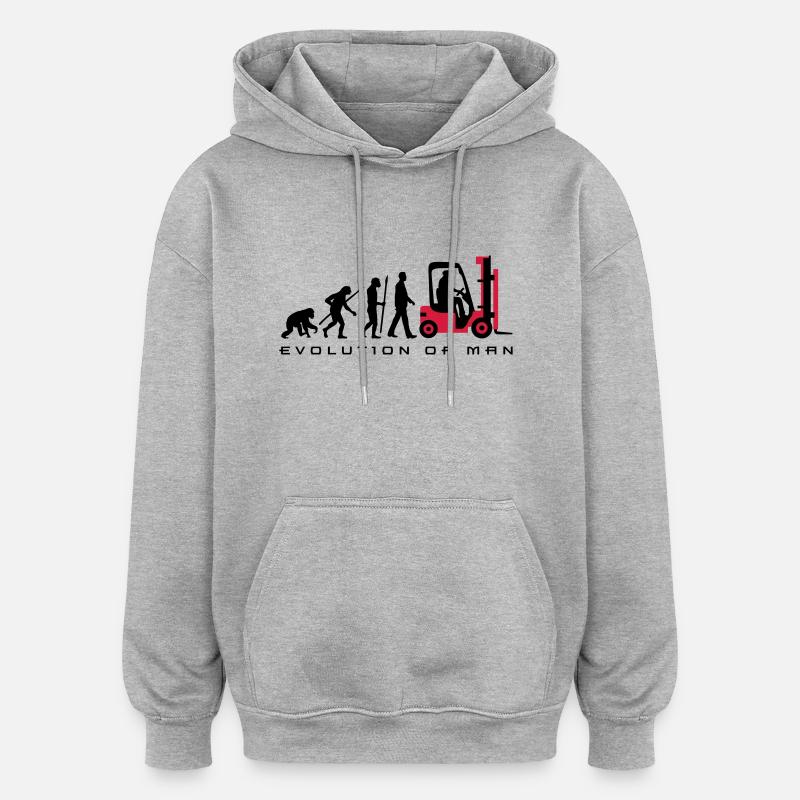 evolution_gabelstapler_122013_a_2c - Oversized Unisex Hoodie - Grau meliert