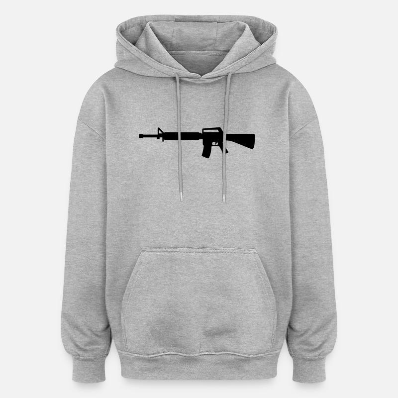 Gewehr - Oversized Unisex Hoodie - Grau meliert