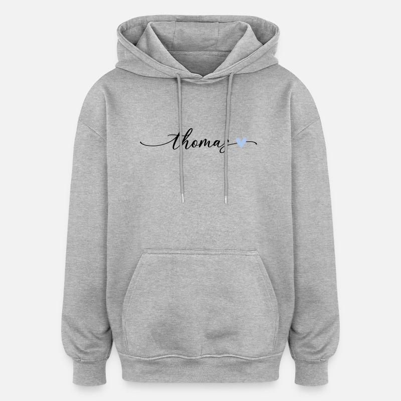 Thomas Name Calligraphy Font - Oversized Unisex Hoodie - heather grey