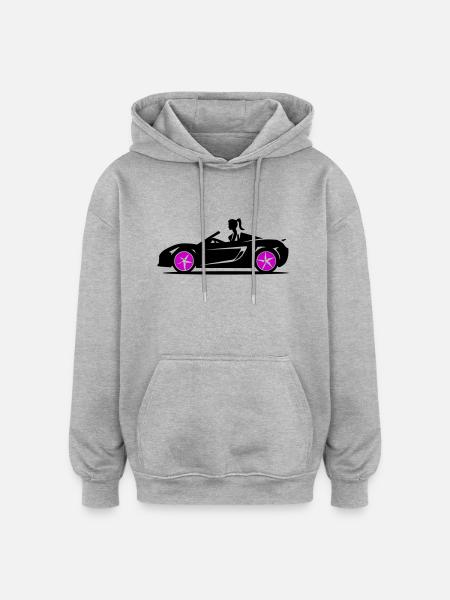 Kvinde Sportsvogn Cabriolet Bil - Oversize unisex hoodie - grå meleret