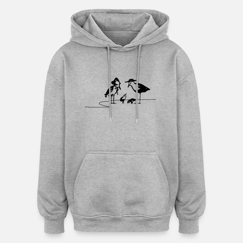 Mouettes - Sweat à capuche oversize unisexe - gris chiné