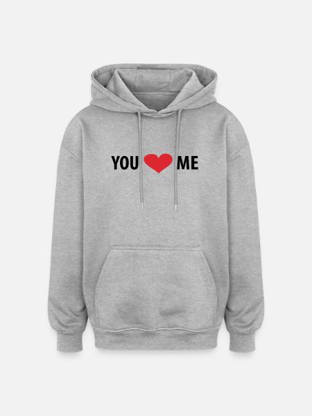 You love Me - Oversized Unisex Hoodie - Grau meliert