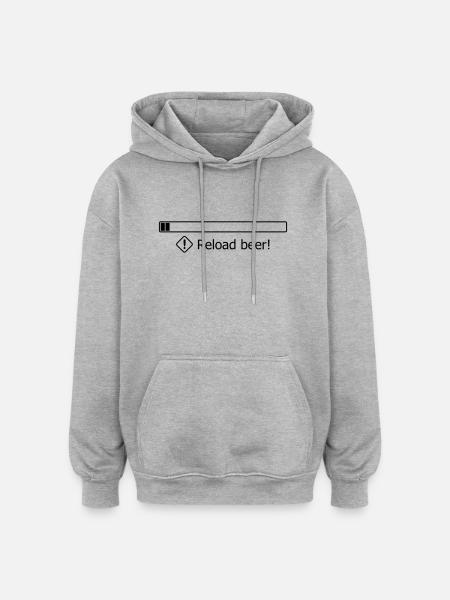Reload beer! - Oversized Unisex Hoodie - Grau meliert