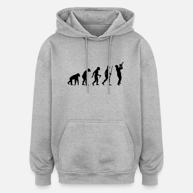 Évolution du trompettiste - Sweat à capuche oversize unisexe - gris chiné