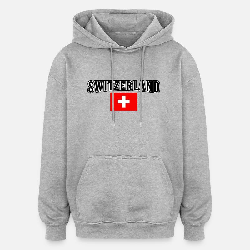 Suisse - Sweat à capuche oversize unisexe - gris chiné