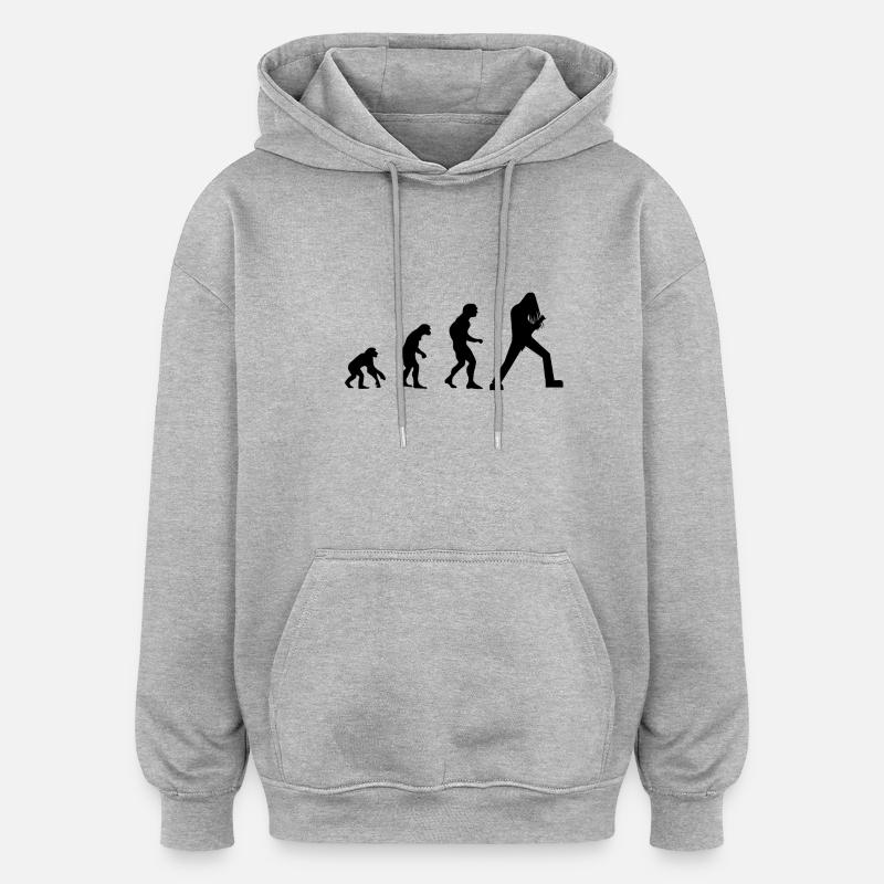 guitare evolution e-guitare e-rock metal - Sweat à capuche oversize unisexe - gris chiné