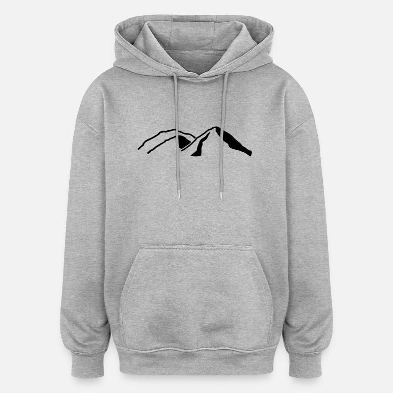 mountains___f1 - Sweat à capuche oversize unisexe - gris chiné