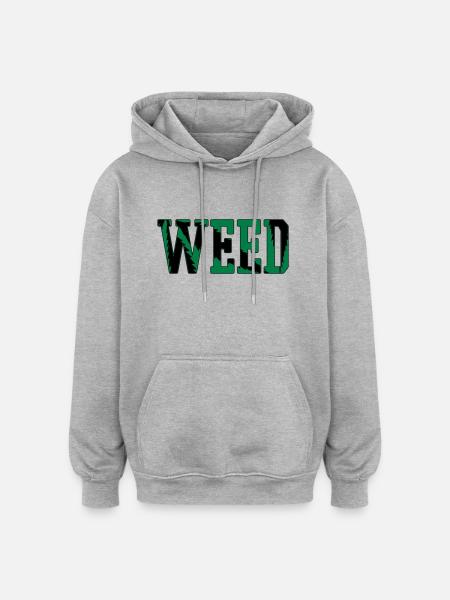 WEED - Sweat à capuche oversize unisexe - gris chiné